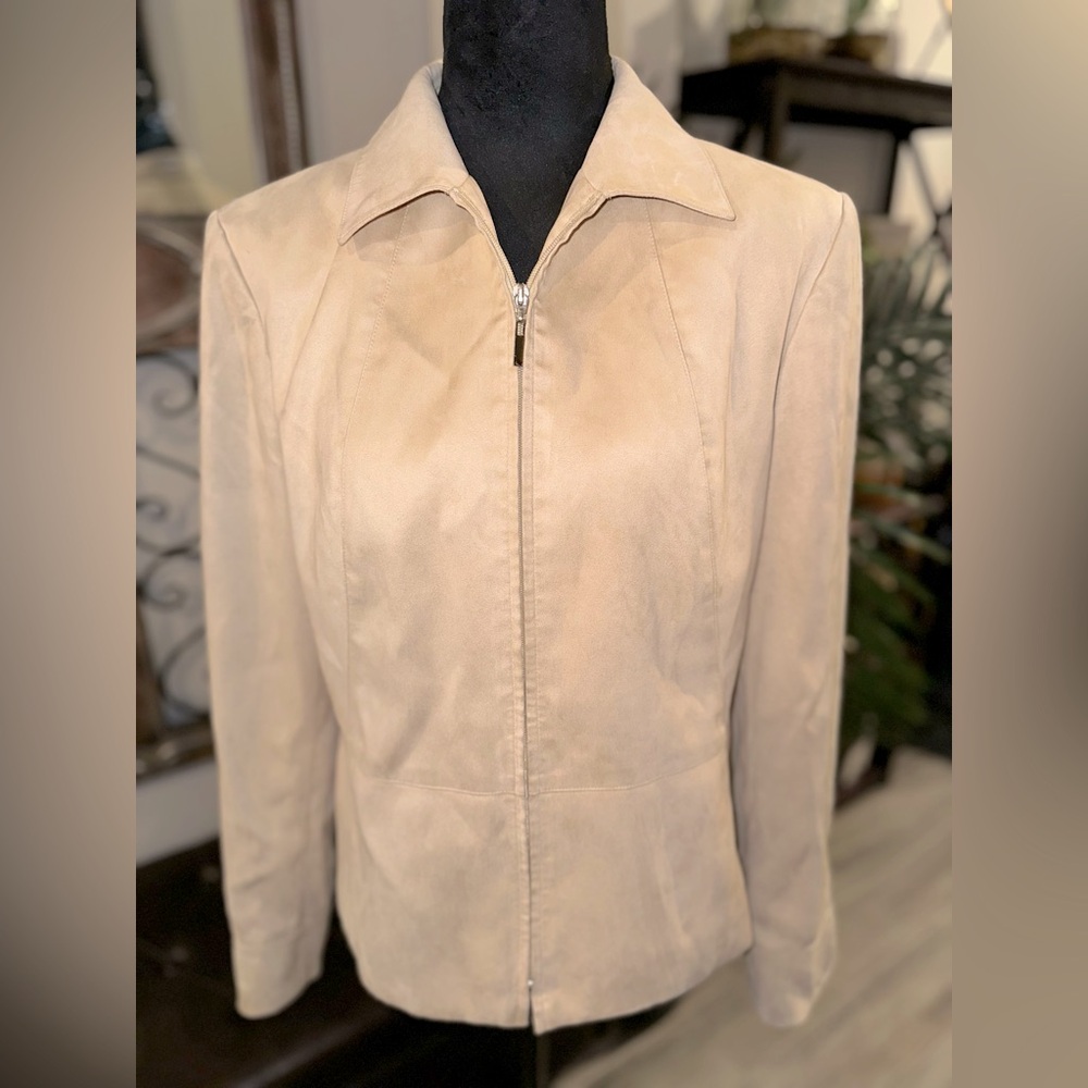 Vintage Talbots faux suede women’s zip up blazer size 10